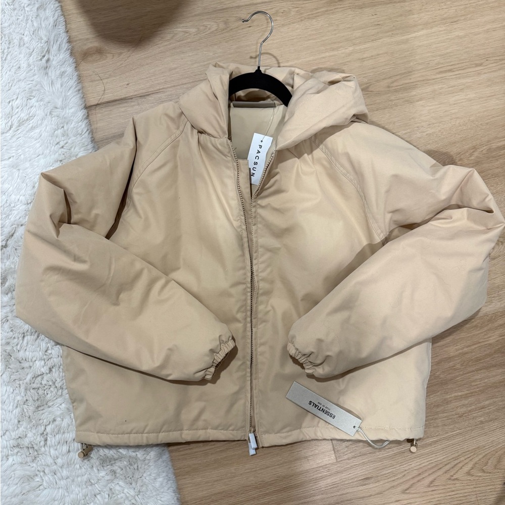 Fear of God Essentials Beige Hooded Jacket
